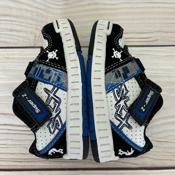 Skechers Baby Boy SKX Blue Black White Sneakers Size 5 - Picture 4 of 8